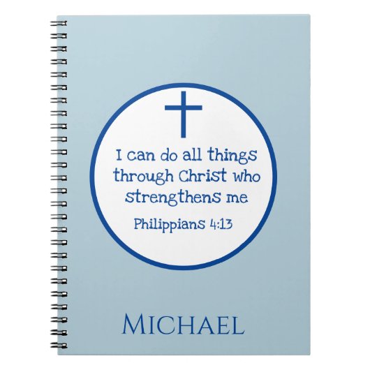 Carnet Classic Cross Philippians 4:13 Blue (Devant)