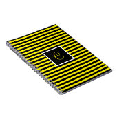 Carnet Classic Custom Initial Jaune et Noir rayé (Côté Droit)