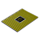 Carnet Classic Custom Initial Jaune et Noir rayé (Côté gauche)