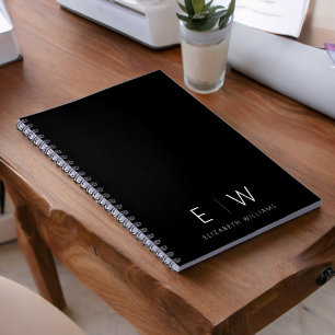 Carnet Classic Élégant Moderne Minimaliste Nom Monogramme