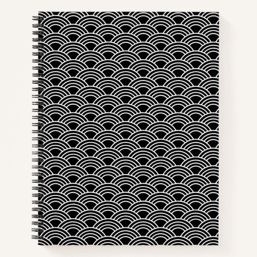 Carnet Classic Japanese Seigaiha Wave Pattern Monochrome (Devant)