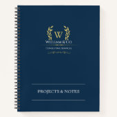 Carnet Classic Laurel Wreath Navy Blue Gold Monogramme (Devant)