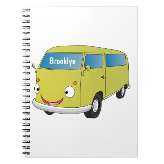Carnet Classic lime green van cartoon (Devant)