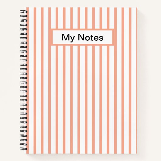 Carnet Classic Modern Custom Name Peach Stripe (Devant)