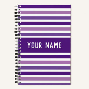 Carnet Classic Moderne Nom Personnalisé Purple & White St
