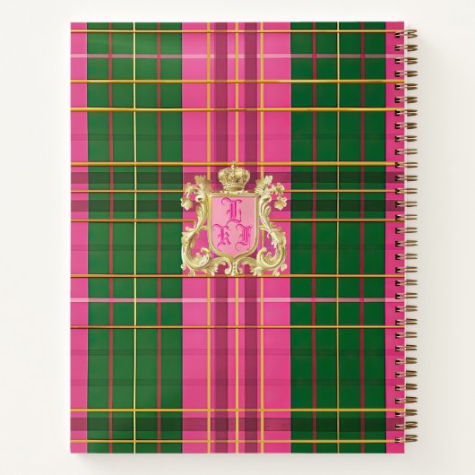 Carnet Classic Plaid rose et vert Monogramme (Dos)