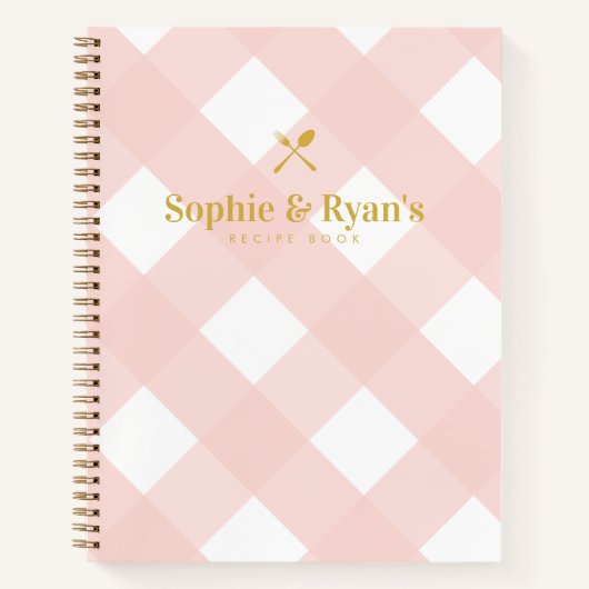 Carnet Classique Elégant Rose En vichy Couples Recette (Devant)