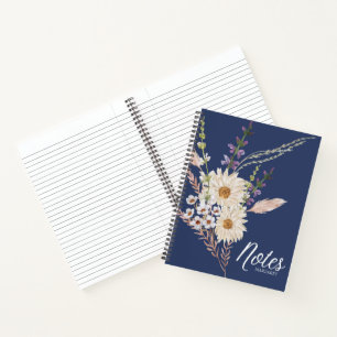Carnet Classique Floral Bleu tendance élégant minimaliste