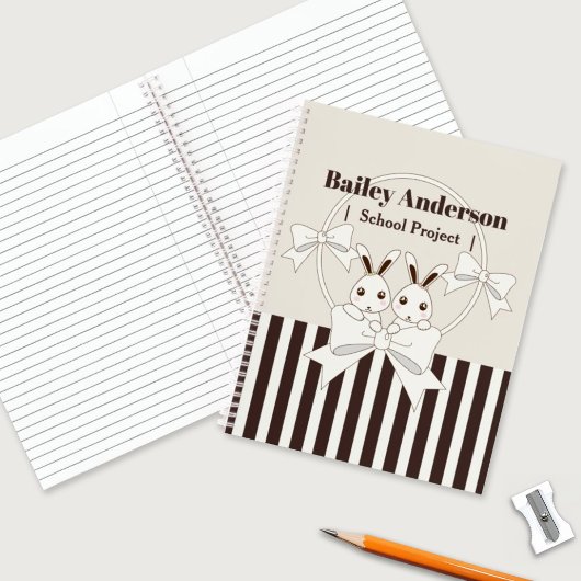 Carnet Classique Moderne Rayure Mignon Dessin Animé Jumea