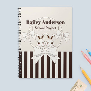 Carnet Classique Moderne Rayure Mignonne Fille Jumelles L