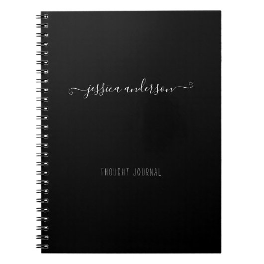 Carnet Classique Noir Moderne Calligraphie Script Girly (Devant)
