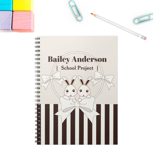 Carnet Classique Rayure Moderne Mignon Dessin Animé Jumea