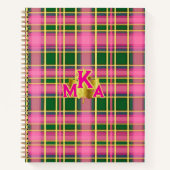 Carnet Classique rose et vert à carreaux monogrammé (Devant)