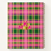 Carnet Classique rose et vert à carreaux monogrammé (Dos)