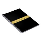 Carnet Classy Faux Gold Stripe & Black Arrière - plan ou  (Côté Droit)
