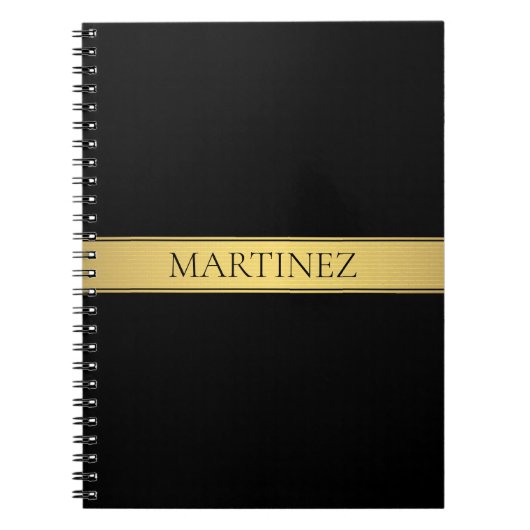 Carnet Classy Faux Gold Stripe & Black Arrière - plan ou  (Devant)