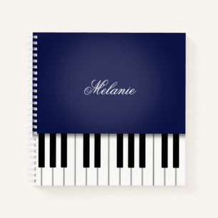 Carnet Clavier de musique de piano bleu de minuit personn