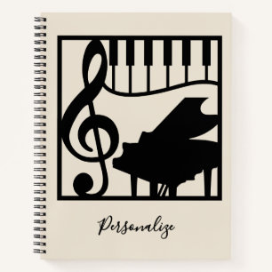 Carnet Clavier de piano élégant Musique Clé de sol Note É