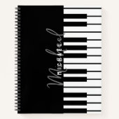 Carnet Clavier de piano noir et blanc moderne Monogramme  (Devant)