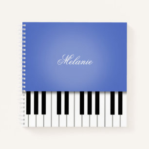 Carnet Clavier de piano personnalisé musique bleue