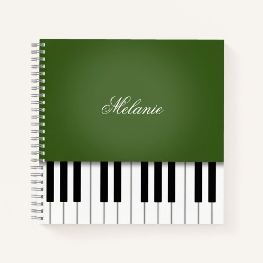 Carnet Clavier Moss Green Piano Music Personnalisé (Devant)