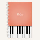 Carnet Clavier Piano Music Peach Personnalisé (Recto)