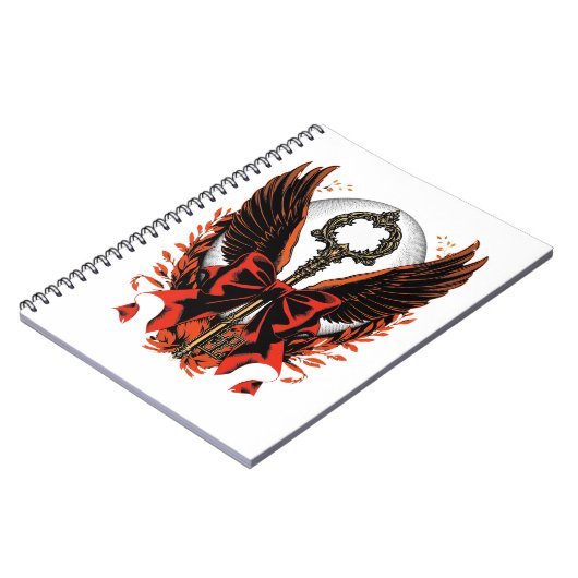 Carnet Clé de fond en velours gothique avec ailes et lune (Côté gauche)