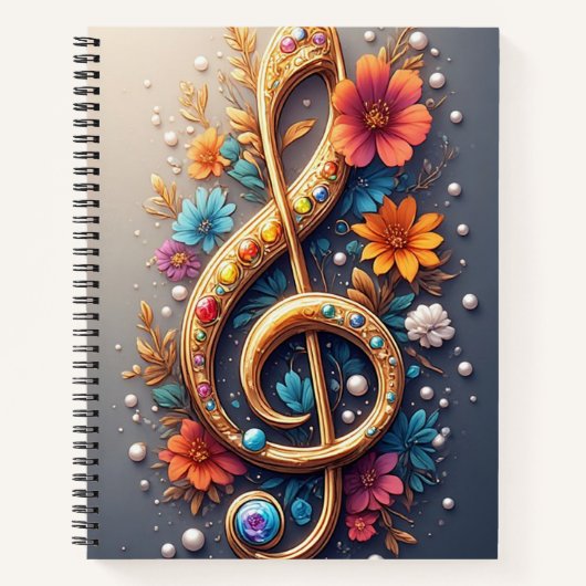 Carnet Clé de sol florale (Devant)