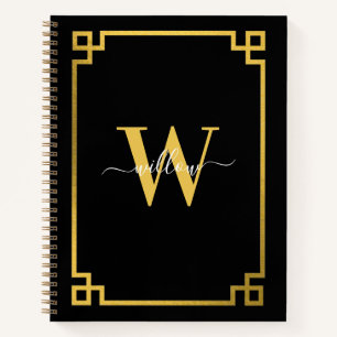 Carnet Clé grecque noire et or Monogramme