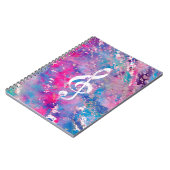 Carnet Clef triple d'aquarelle de peinture de note bleue (Côté gauche)