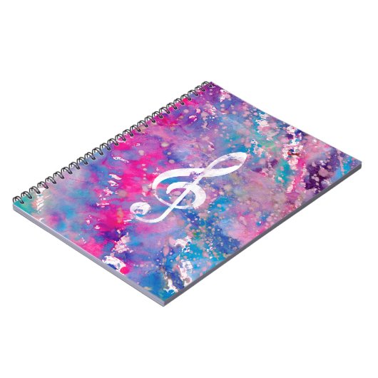 Carnet Clef triple d'aquarelle de peinture de note bleue (Côté gauche)