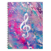 Carnet Clef triple d'aquarelle de peinture de note bleue (Devant)