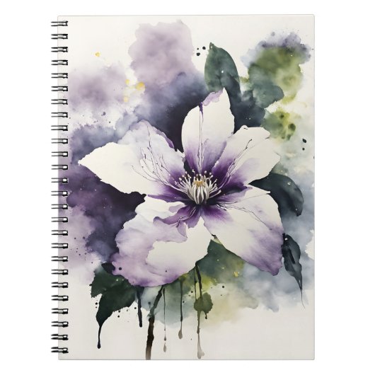 Carnet Clématite - Fleurs aquarelle (Devant)