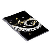 Carnet Clés de piano et notes d'or de musique (Côté Droit)