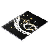 Carnet Clés de piano et notes d'or de musique (Côté gauche)
