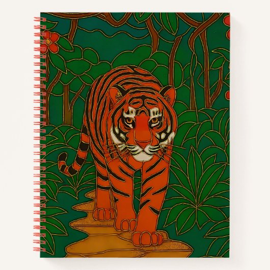 Carnet Cloisonne Art Tiger on the Jungle Path (Devant)