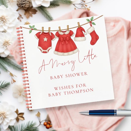 Carnet Clothesline Christmas Baby Shower Guest Book