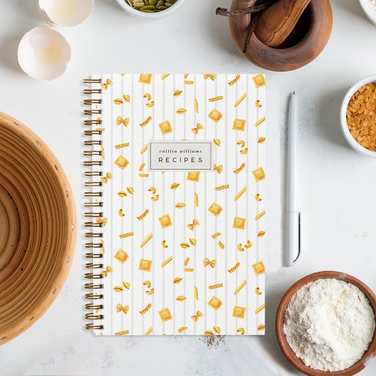 Carnet Cloud Stripe | Pasta Shapes Personalized Recipe