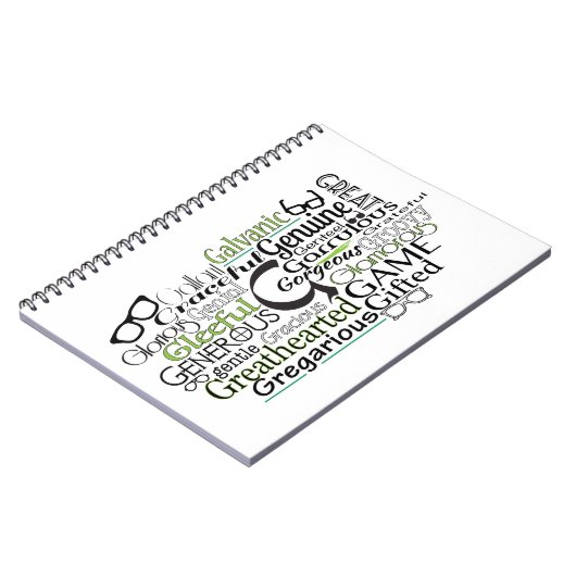 Carnet Cloud Word Adjectif commençant par la lettre G (Côté gauche)