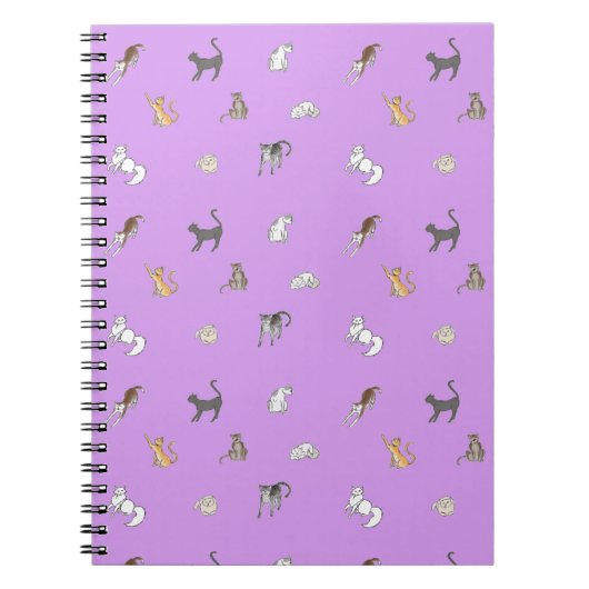 Carnet clowder de chats en set de table lilas (Devant)