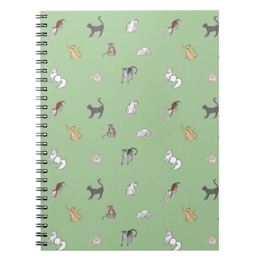 Carnet clowder de chats en set de table sage (Devant)