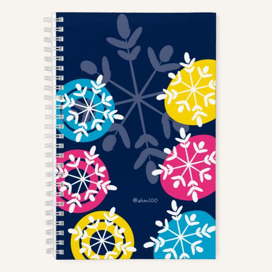 Carnet CMYK Snowflakes on Blue (Recto)
