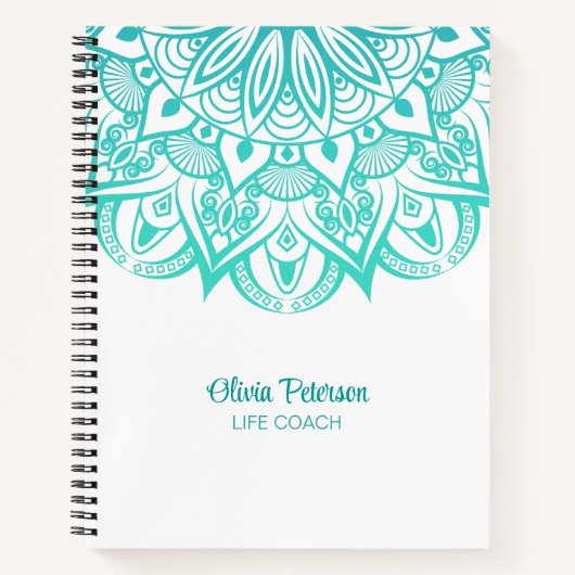Carnet Coach moderne Turquoise Mandala Life (Devant)