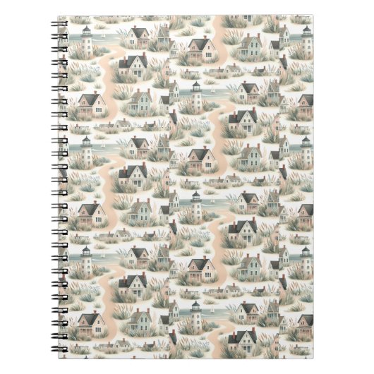 Carnet Coastal Cottage Lighthouse Pattern (Devant)
