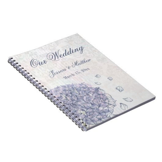 Carnet Cobalt bleu hydrangea fleur wedding planner (Côté Droit)