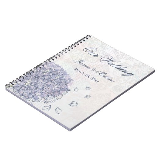 Carnet Cobalt bleu hydrangea fleur wedding planner (Côté gauche)