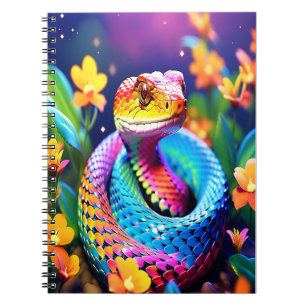 Carnet Cobra serpent avec rose et jaune turquoise éclatan
