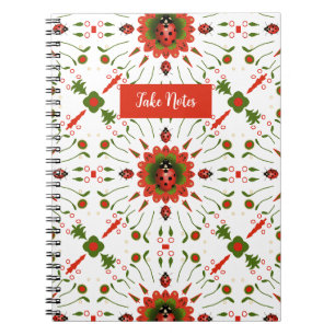 Carnet Coccinelle de Noël Rouge, Blanc, Spirale Verte