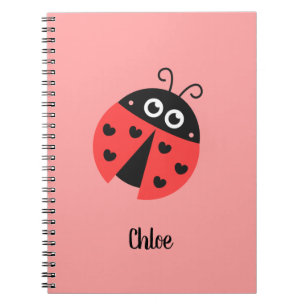 Carnet Coccinelle Mignonne Avec Taches de Coeur Noir Pers