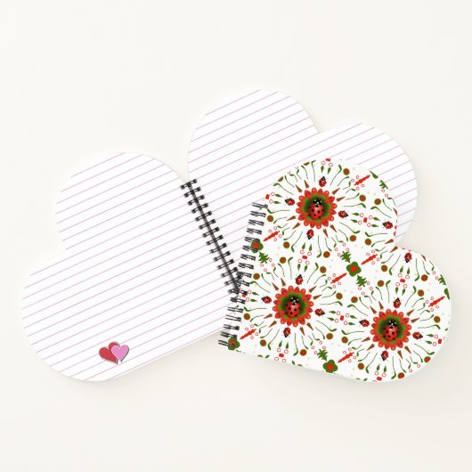 Carnet Coccinelle Rouge, Blanc, Vert Spirale en Forme de (Intérieur)